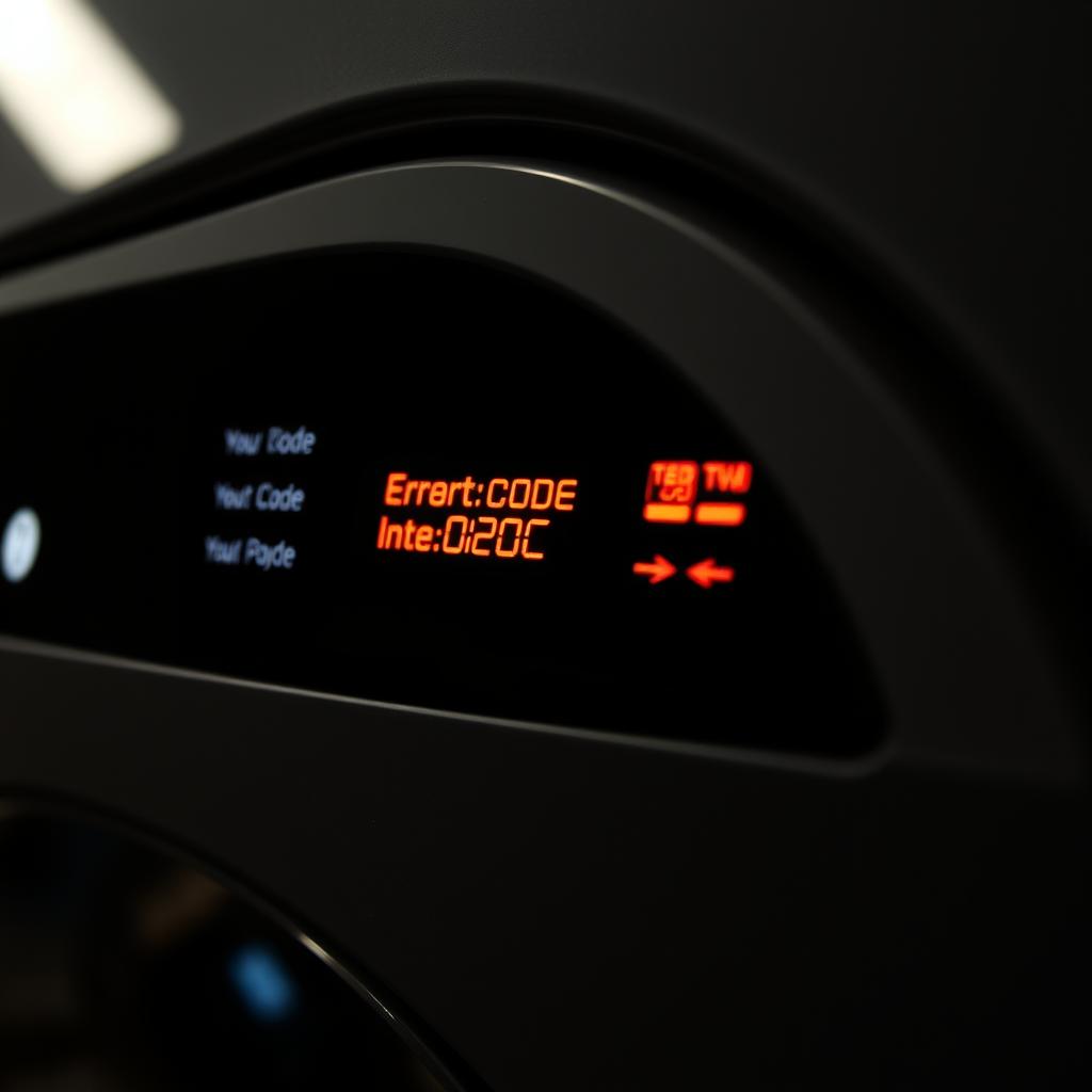 Close-up of modern appliance digital control panel displaying an error code on the LED screen