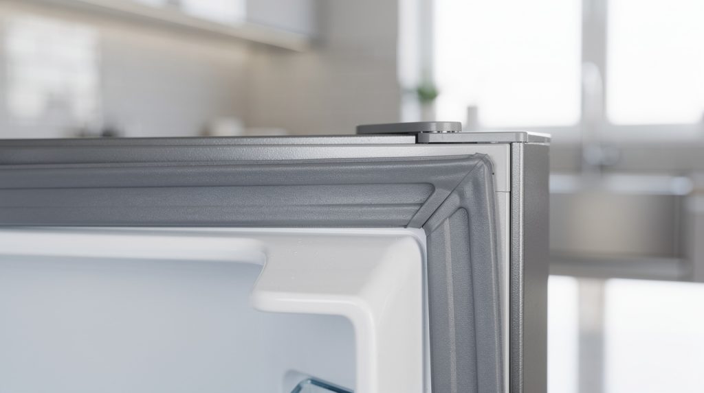 Open refrigerator door showing the rubber door gasket seal around the edge